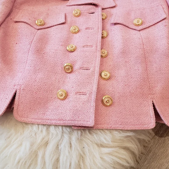 Vintage Pink Tweed Cropped Jacket by Carlisle - Picture 8 of 12
